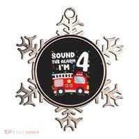 Fire Truck 4th Birthday Firefighter 4 Year Old Ornament thumb 0