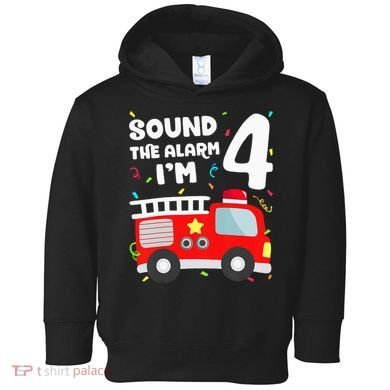 Fire Truck 4th Birthday Firefighter 4 Year Old Toddler Hoodie
