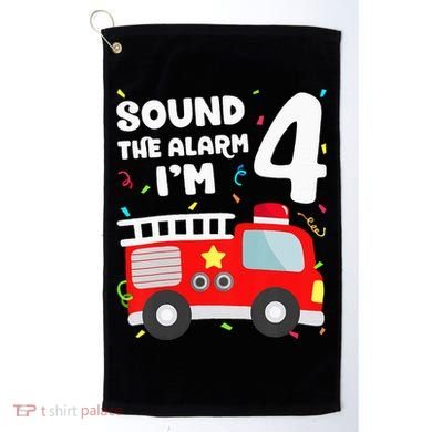 Fire Truck 4th Birthday Firefighter 4 Year Old Golf Towel