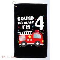 Fire Truck 4th Birthday Firefighter 4 Year Old Golf Towel thumb 0