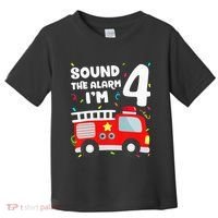 Fire Truck 4th Birthday Firefighter 4 Year Old Toddler T-Shirt thumb 0