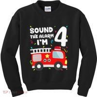 Fire Truck 4th Birthday Firefighter 4 Year Old Kids Sweatshirt thumb 0