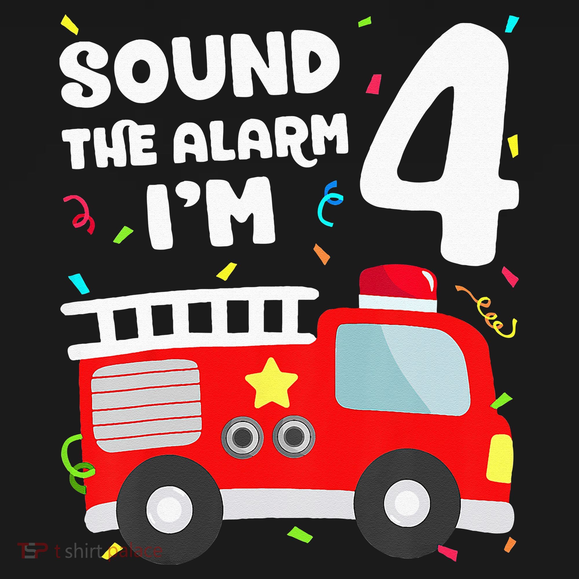 Fire Truck 4th Birthday Firefighter 4 Year Old Kids Hoodie