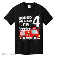 Fire Truck 4th Birthday Firefighter 4 Year Old Kids T-Shirt thumb 0