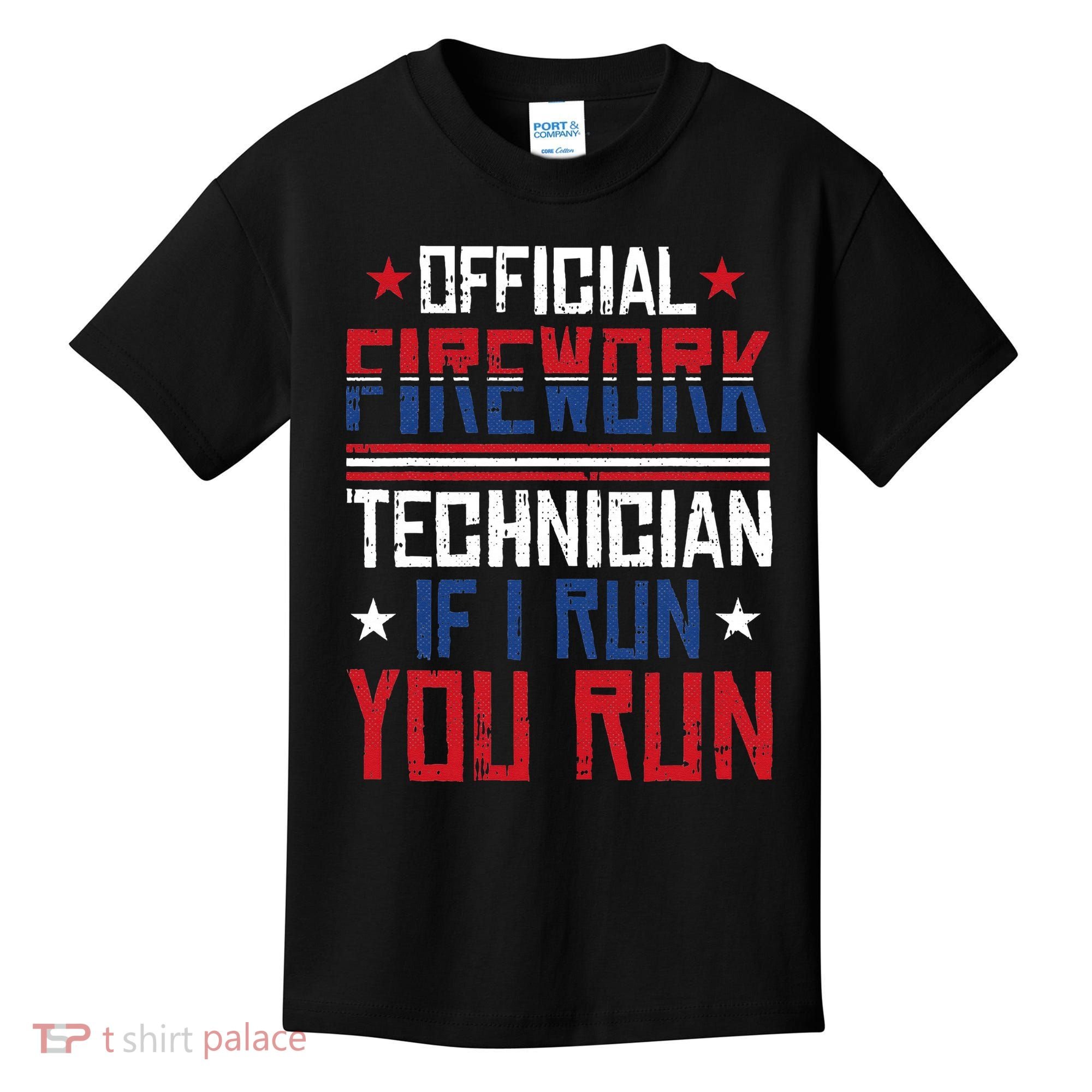 Firework Technician 4th Of July Funny USA Pyrotechnician Kids T-Shirt