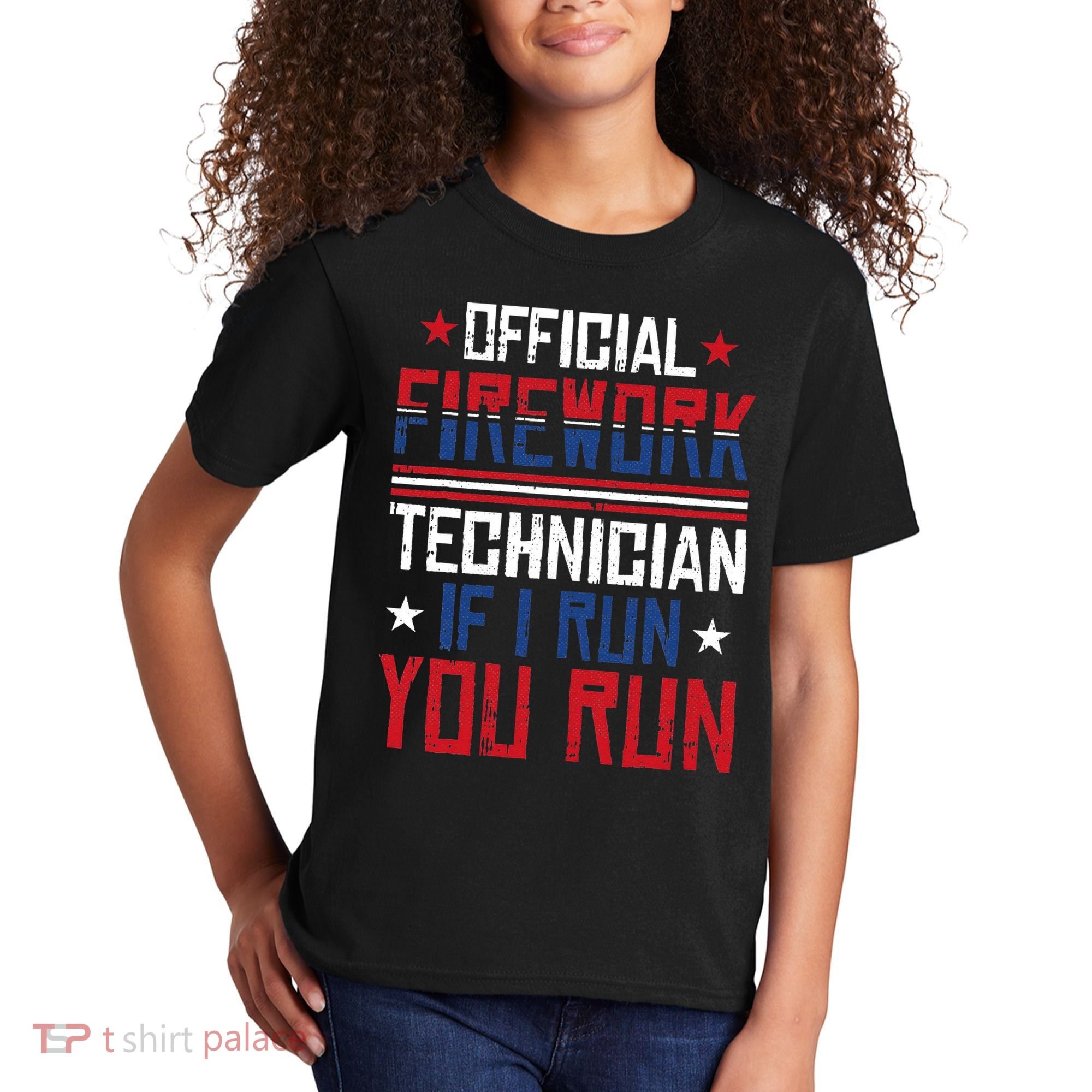 Firework Technician 4th Of July Funny USA Pyrotechnician Kids T-Shirt