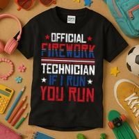 Firework Technician 4th Of July Funny USA Pyrotechnician Kids T-Shirt thumb 3