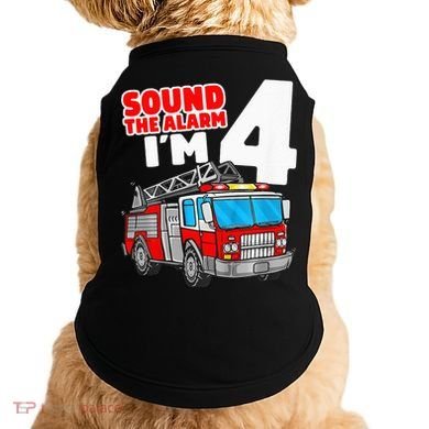 Fire Truck 4 Year Old Firefighter Four 4th Birthday Doggie Tank