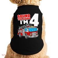 Fire Truck 4 Year Old Firefighter Four 4th Birthday Doggie Tank thumb 0