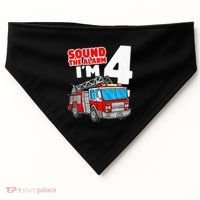 Fire Truck 4 Year Old Firefighter Four 4th Birthday USA-Made Doggie Bandana thumb 0