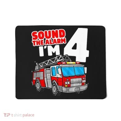 Fire Truck 4 Year Old Firefighter Four 4th Birthday Mousepad