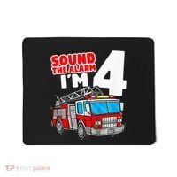 Fire Truck 4 Year Old Firefighter Four 4th Birthday Mousepad thumb 0