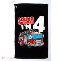 Fire Truck 4 Year Old Firefighter Four 4th Birthday Golf Towel thumb 0