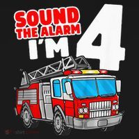 Fire Truck 4 Year Old Firefighter Four 4th Birthday Kids Sweatshirt thumb 2