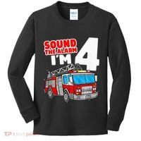 Fire Truck 4 Year Old Firefighter Four 4th Birthday Kids Long Sleeve Shirt thumb 0