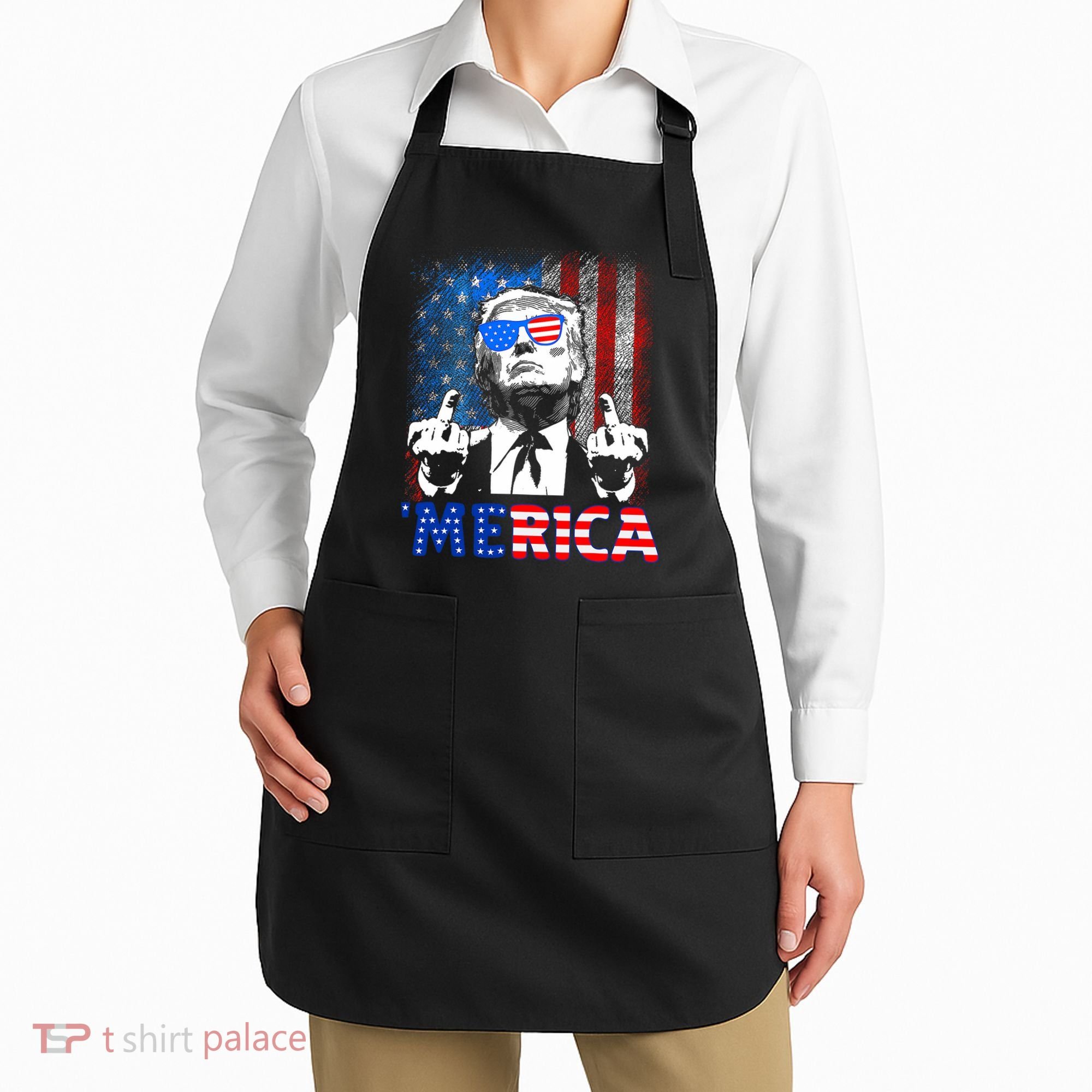 Funny Trump 4th Of July Merica American Flag Sunglasses Apron
