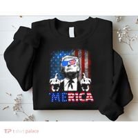 Funny Trump 4th Of July Merica American Flag Sunglasses Sweatshirt thumb 2
