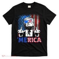 Funny Trump 4th Of July Merica American Flag Sunglasses T-Shirt thumb 0