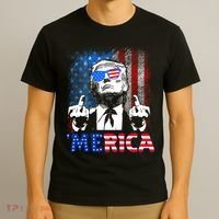 Funny Trump 4th Of July Merica American Flag Sunglasses T-Shirt thumb 3
