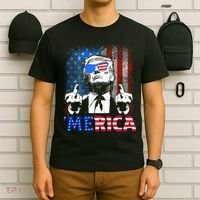 Funny Trump 4th Of July Merica American Flag Sunglasses T-Shirt thumb 6