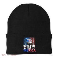 Funny Trump 4th Of July Merica American Flag Sunglasses Beanie thumb 0