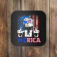 Funny Trump 4th Of July Merica American Flag Sunglasses Coaster thumb 0