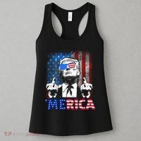 Funny Trump 4th Of July Merica American Flag Sunglasses Women's Tank Top thumb 3