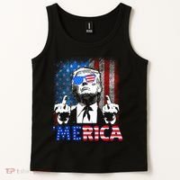 Funny Trump 4th Of July Merica American Flag Sunglasses Tank Top thumb 2