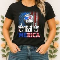Funny Trump 4th Of July Merica American Flag Sunglasses Women's T-Shirt thumb 2