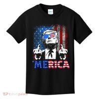 Funny Trump 4th Of July Merica American Flag Sunglasses Kids T-Shirt thumb 0
