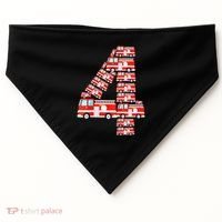 Fire Truck 4th Birthday Boy 4 Year Old Firefighter USA-Made Doggie Bandana thumb 0