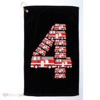 Fire Truck 4th Birthday Boy 4 Year Old Firefighter Golf Towel thumb 0