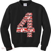 Fire Truck 4th Birthday Boy 4 Year Old Firefighter Kids Sweatshirt thumb 0