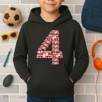 Fire Truck 4th Birthday Boy 4 Year Old Firefighter Kids Hoodie thumb 2