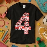 Fire Truck 4th Birthday Boy 4 Year Old Firefighter Kids T-Shirt thumb 3