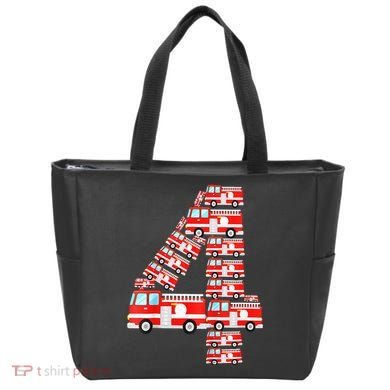 Fire Truck 4th Birthday Boy 4 Year Old Firefighter Tote Bag