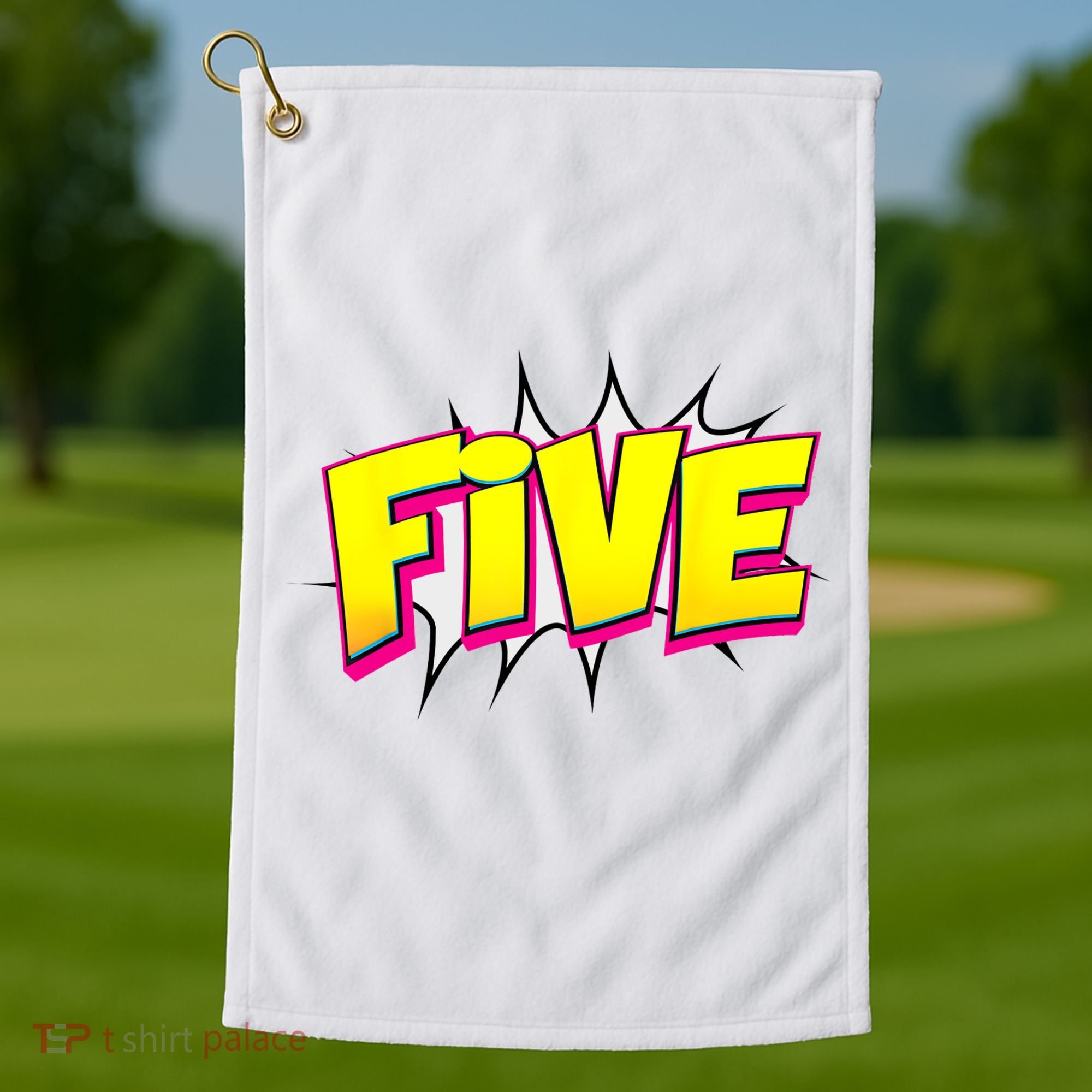 Five Text 5 Year Old Gift 5th Birthday Fifth Boy Golf Towel