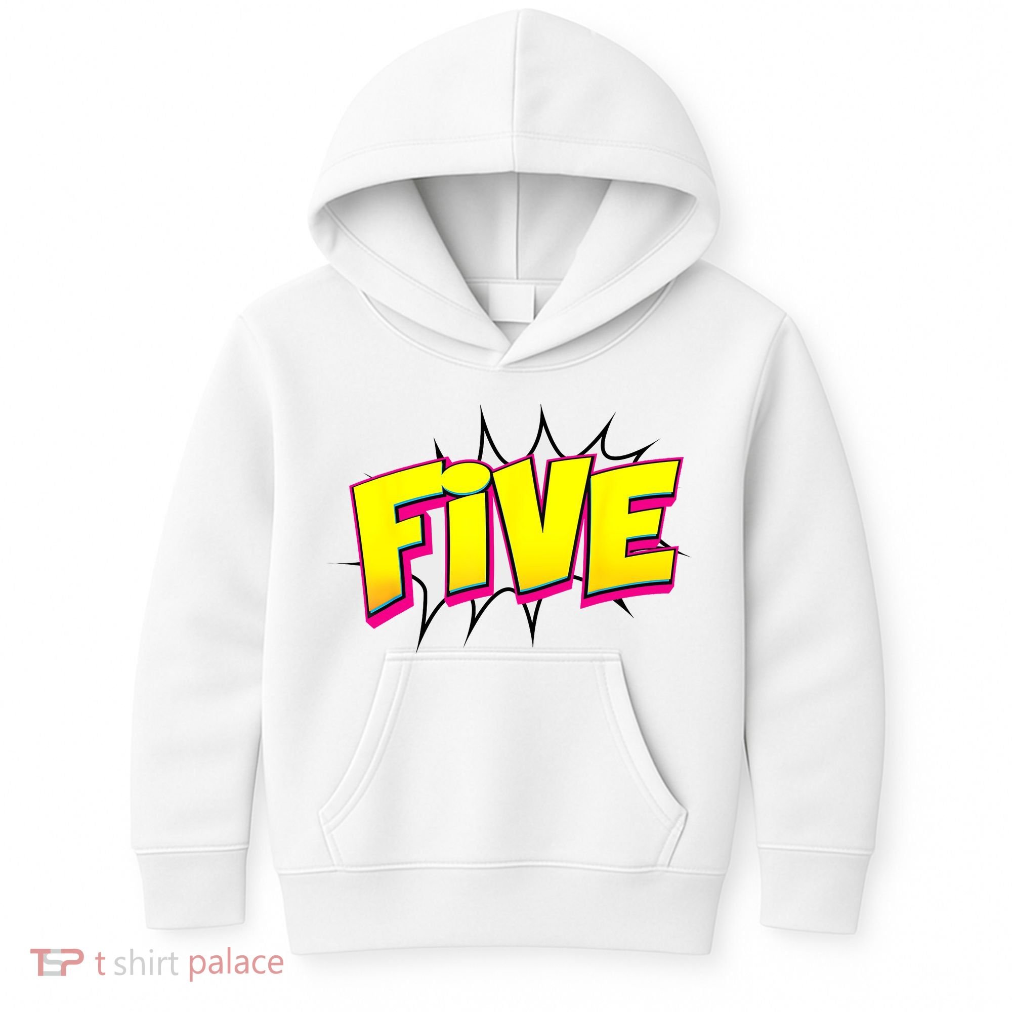Five Text 5 Year Old Gift 5th Birthday Fifth Boy Kids Hoodie
