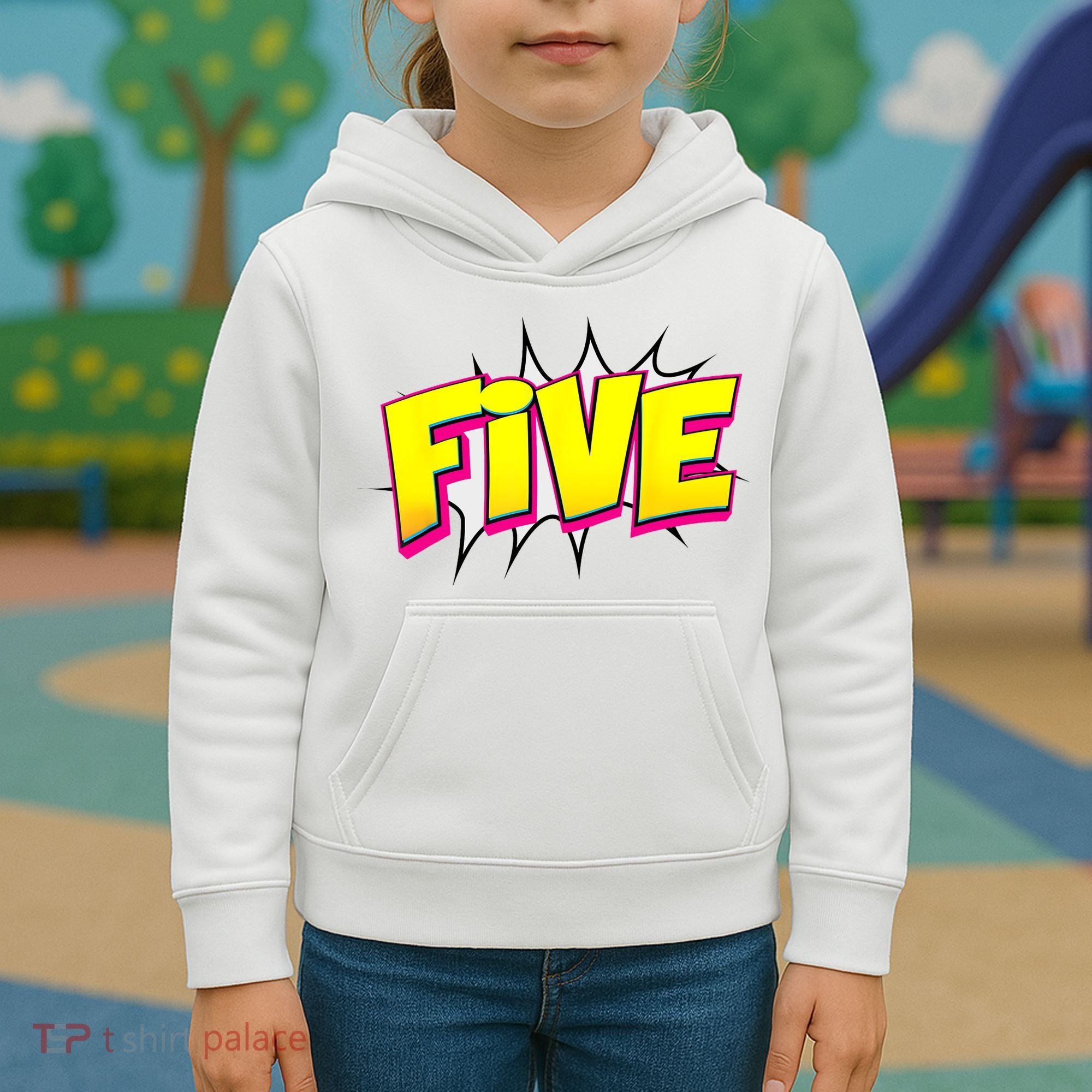 Five Text 5 Year Old Gift 5th Birthday Fifth Boy Kids Hoodie