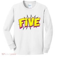 Five Text 5 Year Old Gift 5th Birthday Fifth Boy Kids Long Sleeve Shirt thumb 0
