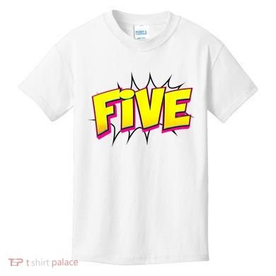 Five Text 5 Year Old Gift 5th Birthday Fifth Boy Kids T-Shirt