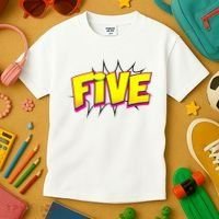 Five Text 5 Year Old Gift 5th Birthday Fifth Boy Kids T-Shirt thumb 3
