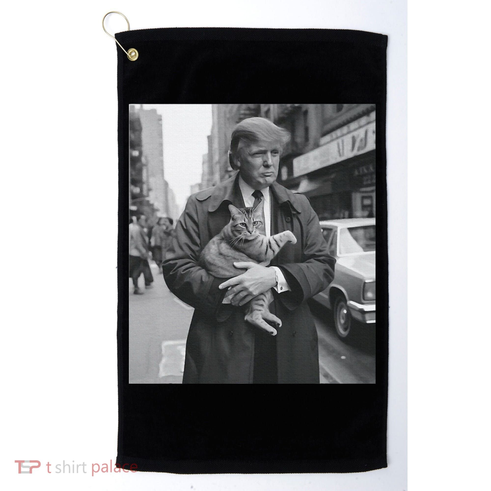 Funny Trump And Cat Funny Political  Golf Towel