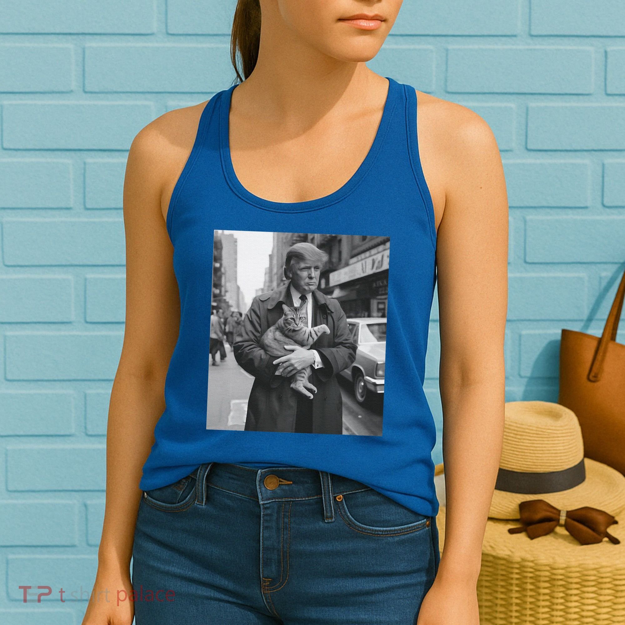 Funny Trump And Cat Funny Political  Women's Tank Top