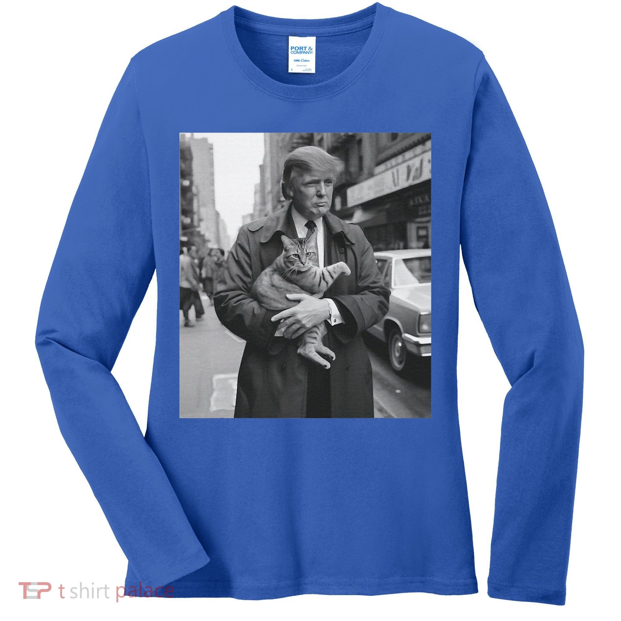 Funny Trump And Cat Funny Political  Women's Long Sleeve Shirt