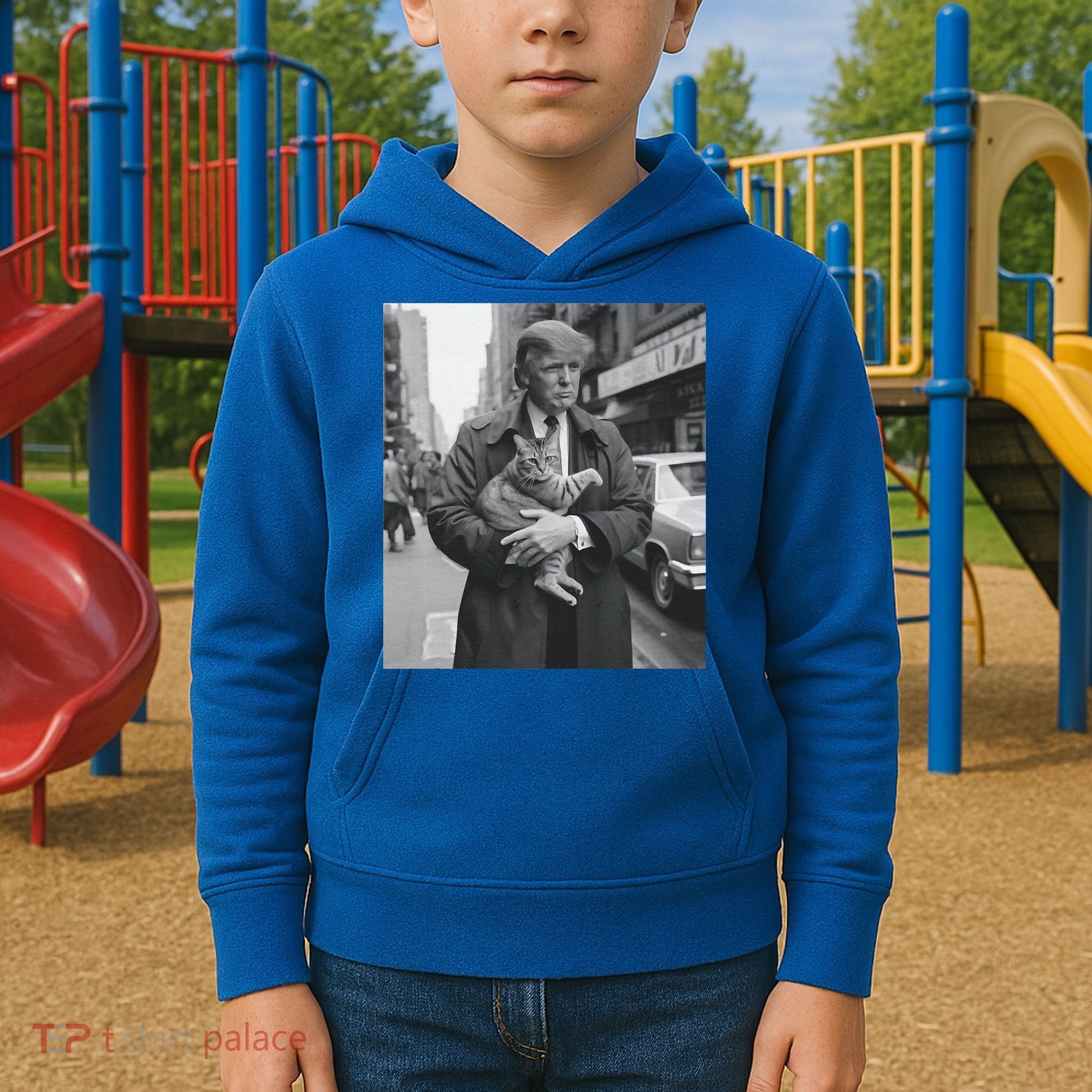 Funny Trump And Cat Funny Political  Kids Hoodie