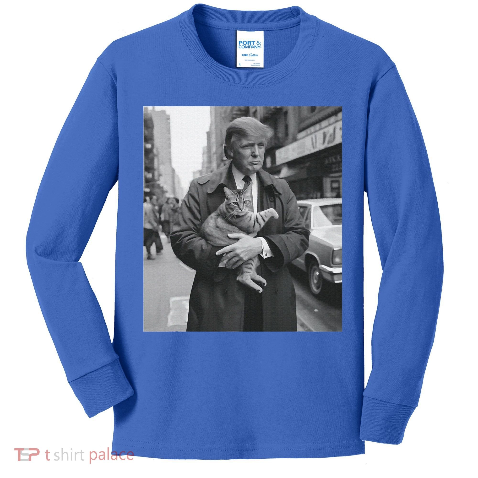 Funny Trump And Cat Funny Political  Kids Long Sleeve Shirt