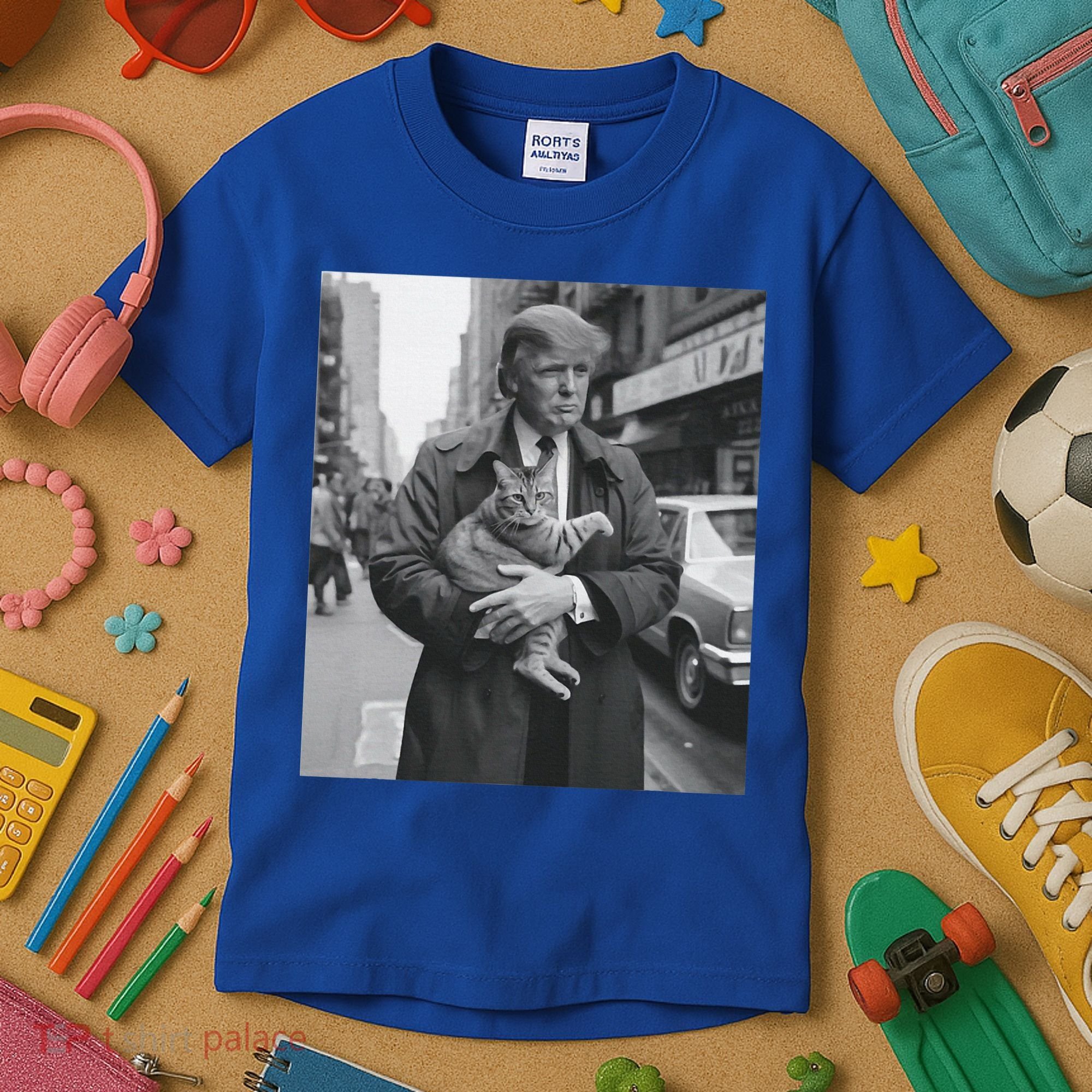 Funny Trump And Cat Funny Political  Kids T-Shirt