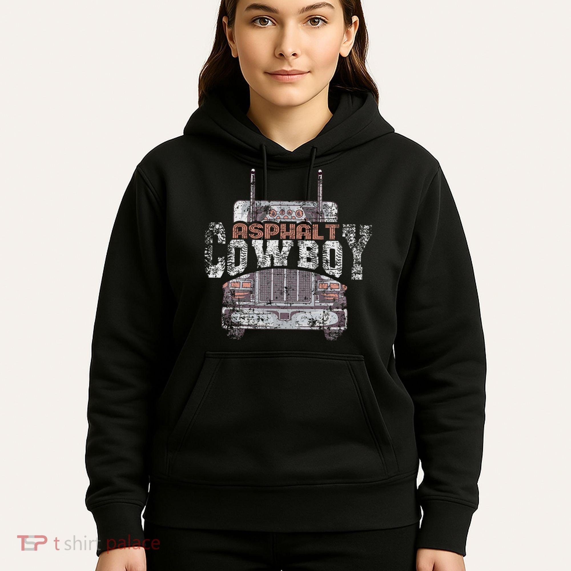Funny Trucker Asphalt Cowboy Cool Truck Driver Hoodie