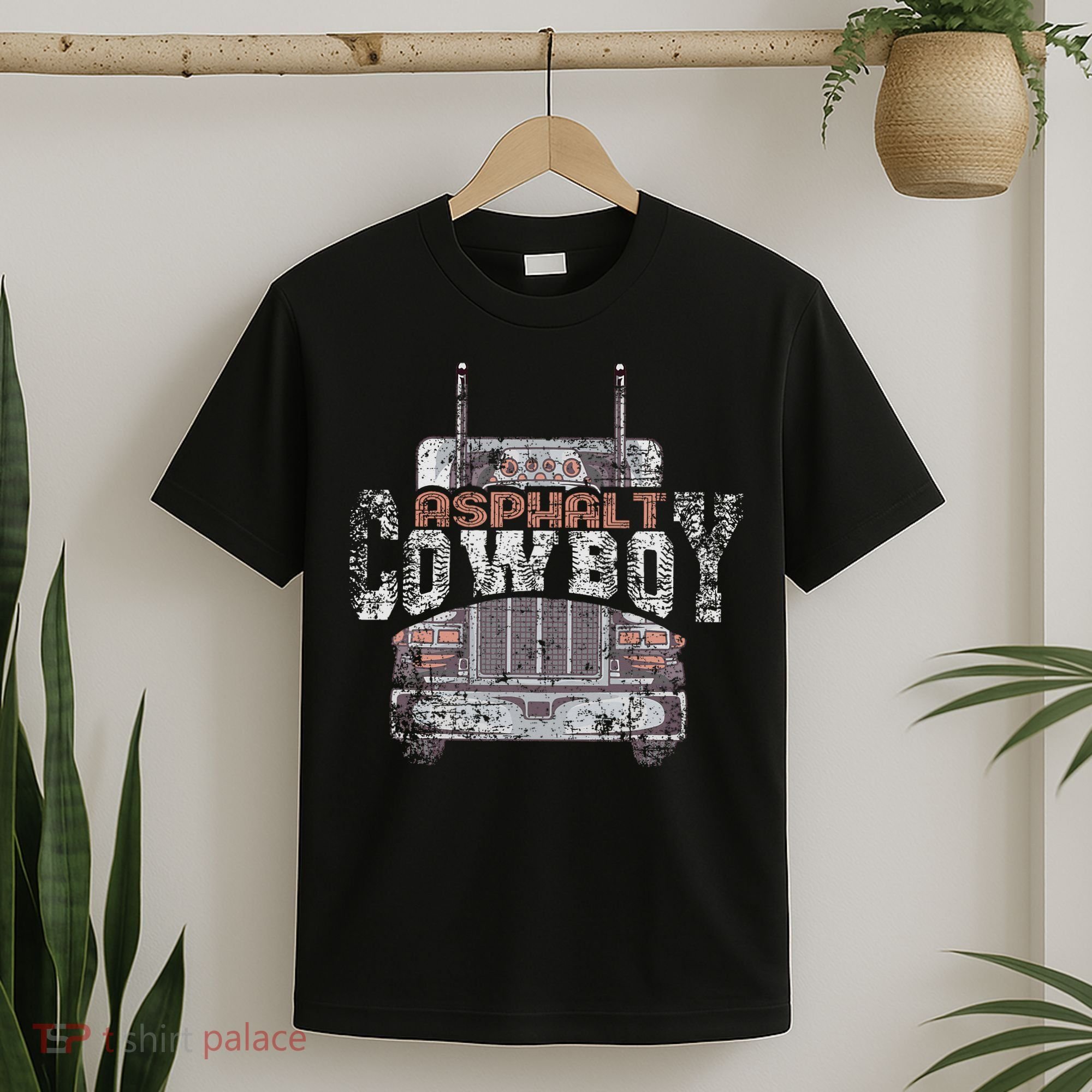 Funny Trucker Asphalt Cowboy Cool Truck Driver T-Shirt